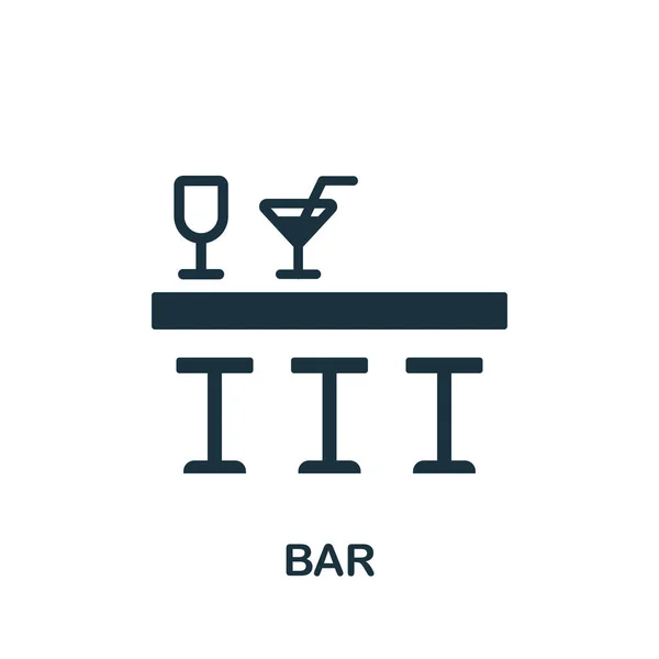 Icona del bar. Segno monocromatico dalla collezione del ristorante. Illustrazione icona Creative Bar per web design, infografica e altro ancora — Vettoriale Stock