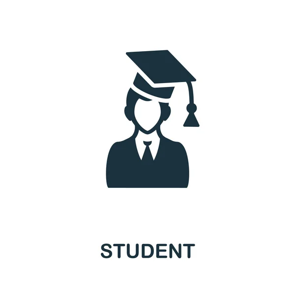 Studenten-Ikone. Monochromes Schild aus der Sammlung der Universität. Creative Student Icon Illustration für Webdesign, Infografiken und mehr — Stockvektor