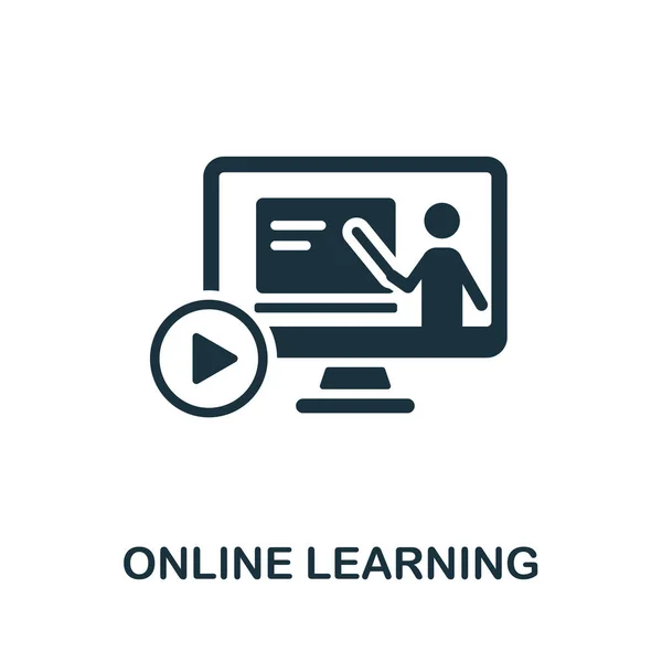 Online Learning icoon. Monochroom bord uit universiteitscollectie. Creatief online leren pictogram illustratie voor web design, infographics en meer — Stockvector