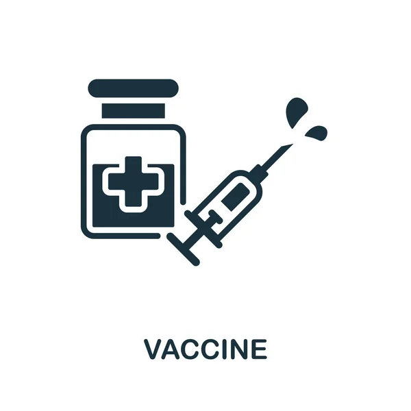 Ikona vakcíny. Černobílý znak z vakcinačního odběru. Ikona Creative Vaccine ilustrace pro webdesign, infografiku a další — Stockový vektor