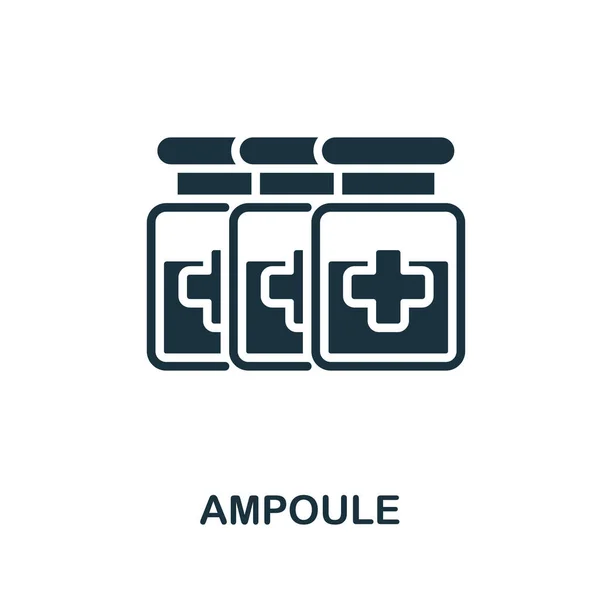 Ampullen-Symbol. Monochromes Schild aus der Impfsammlung. Kreative Ampullen-Icon-Illustration für Webdesign, Infografiken und mehr — Stockvektor