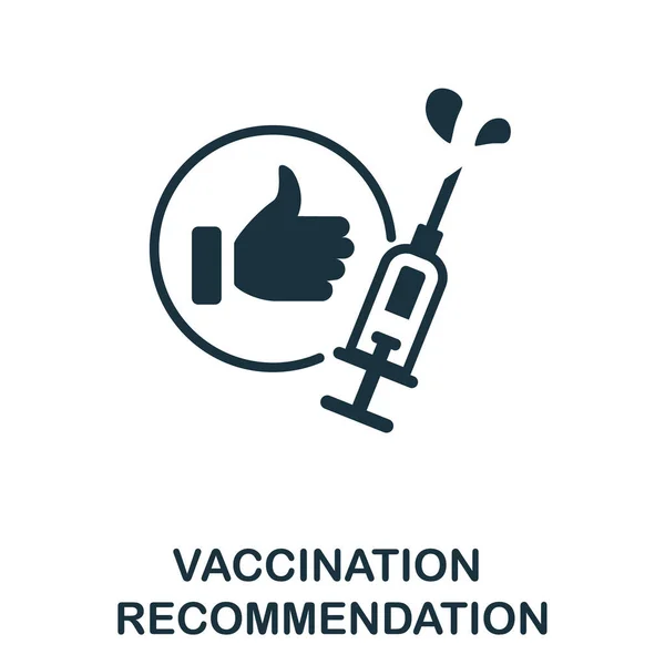 Значок рекомендации по вакцинации. Монохромный знак из коллекции вакцинации. Иллюстрация для веб-дизайна, инфографики и многое другое — стоковый вектор