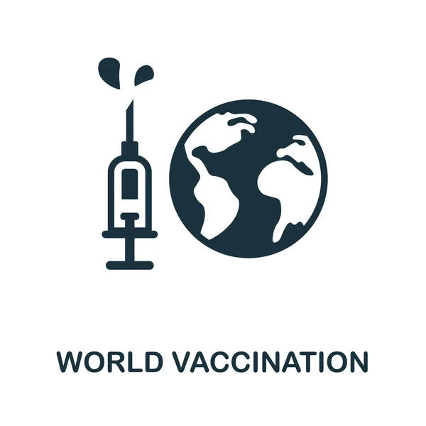 Значок всемирной вакцинации. Монохромный знак из коллекции вакцинации. Иллюстрация для веб-дизайна, инфографики и многое другое — стоковый вектор