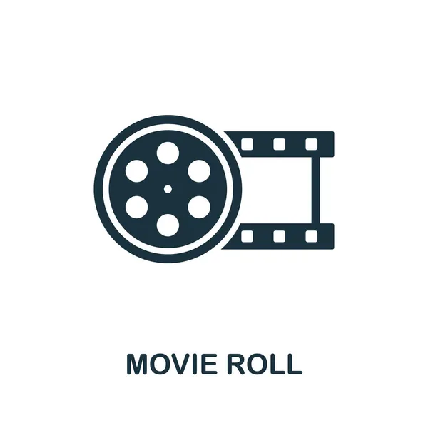 Icono del rollo. Signo monocromático de la colección de producción de vídeo. Ilustración de iconos de Creative Movie Roll para diseño web, infografías y más — Vector de stock