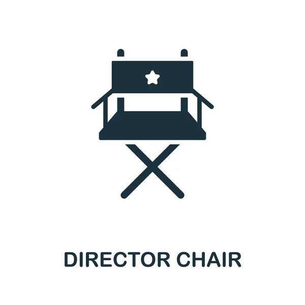 Icono de Director Chair. Signo monocromático de la colección de producción de vídeo. Ilustración del icono de la silla del director creativo para diseño web, infografías y más — Vector de stock
