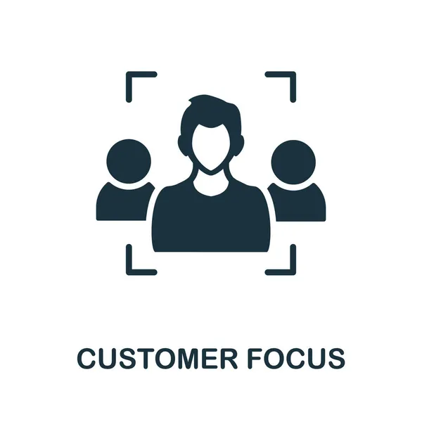 Ícone de foco do cliente. Signo monocromático da coleção de transformação digital. Ilustração de ícone Creative Customer Focus para web design, infográficos e muito mais — Vetor de Stock