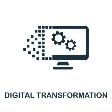 Dijital Dönüşüm simgesi. Dijital dönüşüm koleksiyonundan tek renkli tabela. Web tasarımı, bilgi grafikleri ve daha fazlası için yaratıcı Dijital Dönüşüm simgesi çizimi