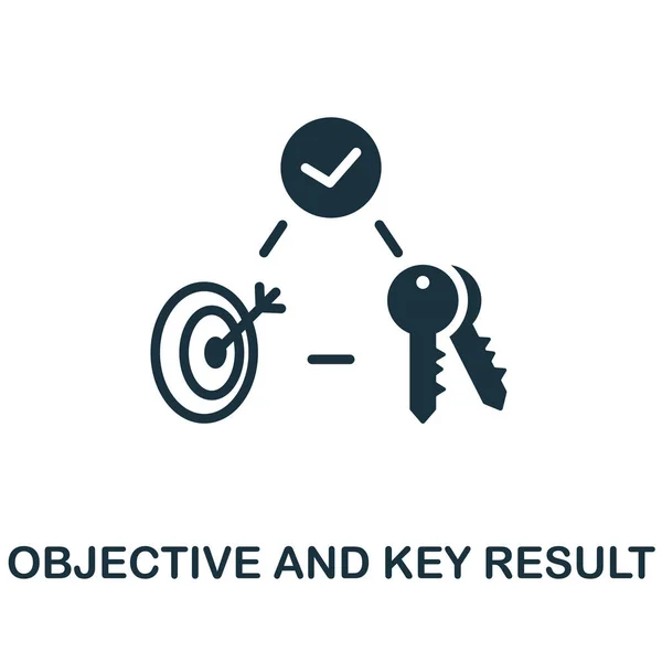 Icona Obiettivo e Risultato Chiave. Segno monocromatico della collezione di trasformazione digitale. Illustrazione di icone Creative Objective And Key Result per web design, infografica e altro ancora — Vettoriale Stock