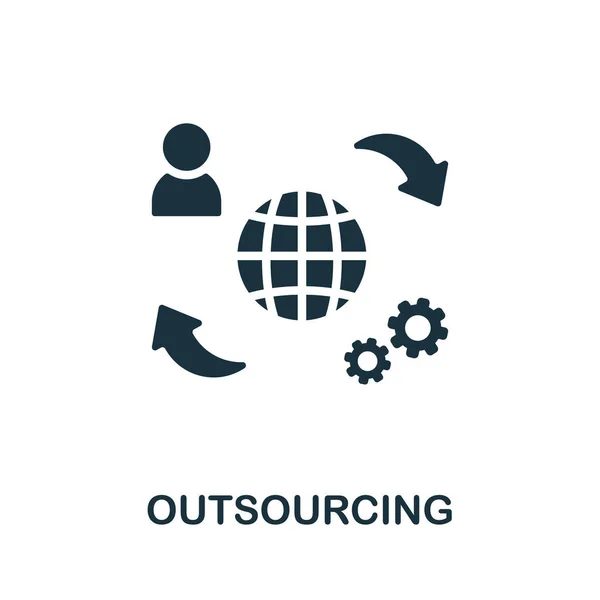 Outsourcing-Ikone. Monochromes Zeichen aus der Sammlung digitaler Transformation. Creative Outsourcing-Icon-Illustration für Webdesign, Infografiken und mehr — Stockvektor