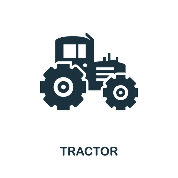 Значок трактора. Монохромный знак из сельскохозяйственной коллекции. Креативная иконка для веб-дизайна, инфографики и многое другое — стоковый вектор