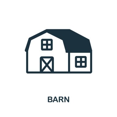 Barn ikonu. Çiftçilik koleksiyonundan tek renkli tabela. Web tasarımı, bilgi grafikleri ve daha fazlası için Yaratıcı Barn simgesi çizimi