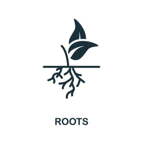 Roots icon. Monochrome sign from farming collection. Creative Roots icon illustration for web design, infographics and more — Stock Vector