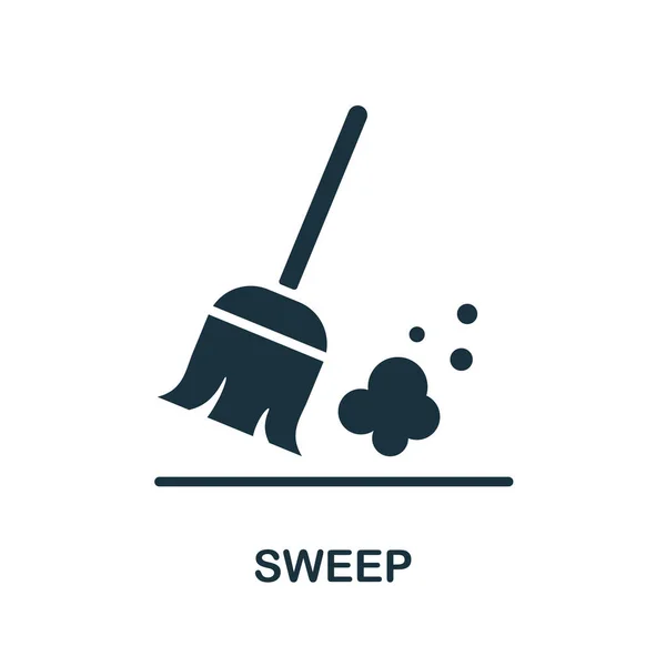 Sweep icon. Monochrome sign from cleaning collection. Creative Sweep icon illustration for web design, infographics and more — Stock Vector