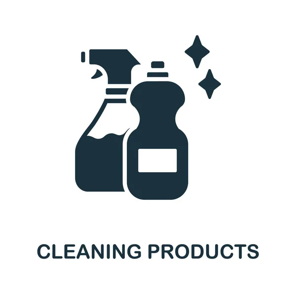 Icono de productos de limpieza. Signo monocromático de la colección de limpieza. Ilustración de iconos de productos de limpieza creativos para diseño web, infografías y más — Vector de stock