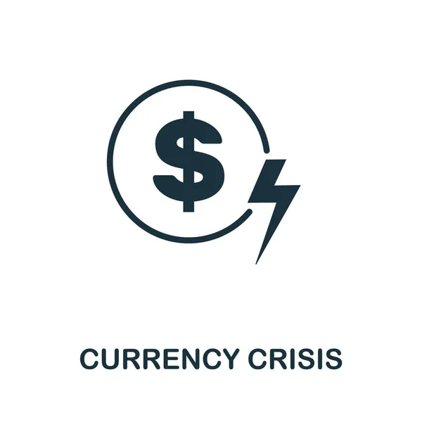 Valutakris ikonen. Monokromt tecken från ekonomisk krisinsamling. Kreativ valuta Krisikon illustration för webbdesign, infografik och mer — Stock vektor