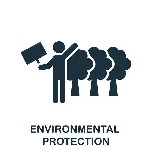 Ikona ochrany životního prostředí. Černobílý znak ze sbírky lidských práv. Ikona kreativní ochrany životního prostředí ilustrace pro webdesign, infografiku a další — Stockový vektor