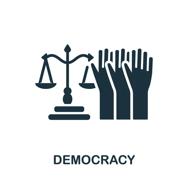 Icoana democraţiei. Semn monocrom din colecția drepturilor omului. Ilustrație pictogramă Creative Democracy pentru web design, infografică și multe altele — Vector de stoc