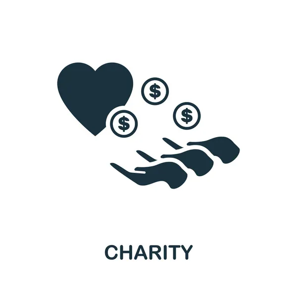 Icono de caridad. Signo monocromático de la colección de derechos humanos. Ilustración de iconos de Creative Charity para diseño web, infografías y más — Vector de stock