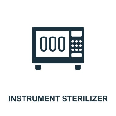 Alet Sterilizatör ikonu. Tıbbi ekipman koleksiyonundan tek renkli tabela. Web tasarımı, bilgi grafikleri ve daha fazlası için Creative Instrument Sterilizer simgesi çizimi