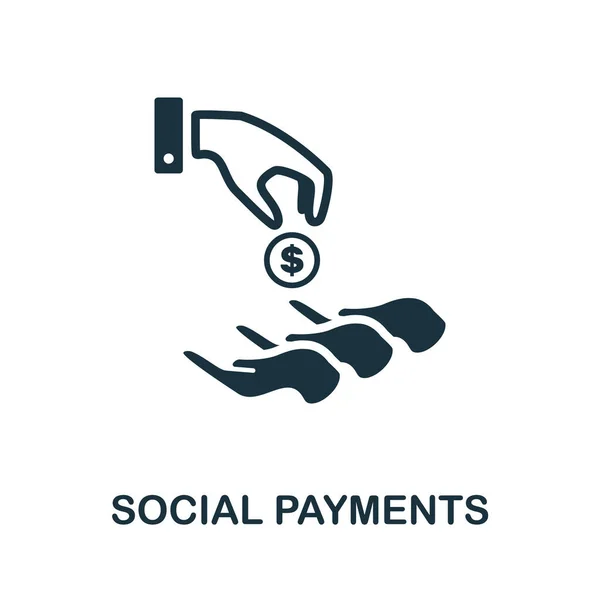 Social Payments icon. Monochrome sign from crisis collection. Creative Social Payments icon illustration for web design, infographics and more — Stock Vector