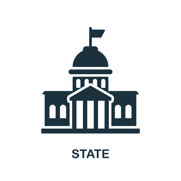 Statsikonen. Monokromt tecken från krisinsamling. Creative State ikon illustration för webbdesign, infografik och mer — Stock vektor