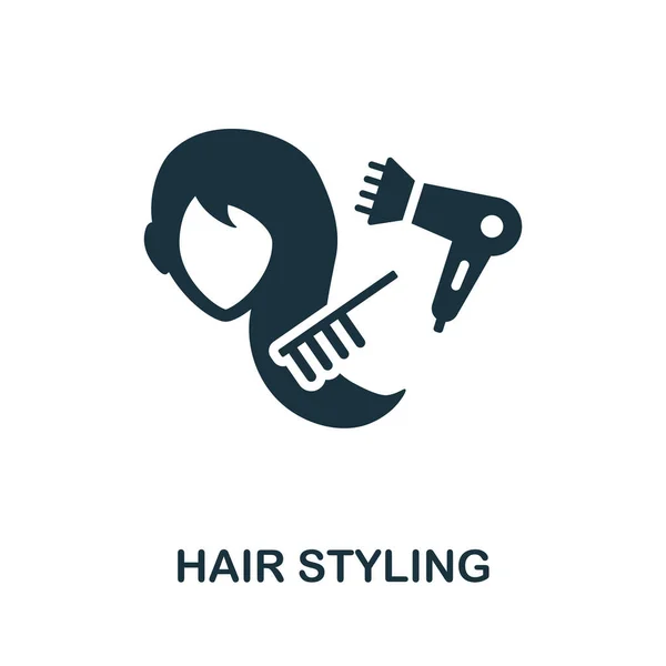 Haarstyling-Ikone. Monochromes Schild aus der Friseurkollektion. Creative Hair Styling Icon Illustration für Webdesign, Infografiken und mehr — Stockvektor