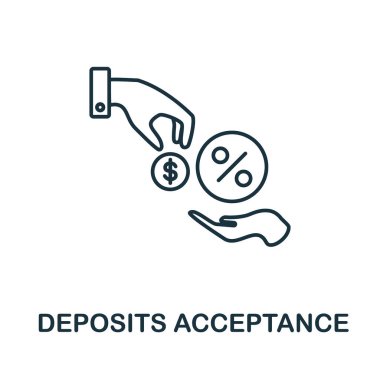 Mevduat kabul ikonu. Bankacılık işlemleri koleksiyonundan satır ögesi. Web tasarımı, bilgi grafikleri ve daha fazlası için Doğrusal Mevduat Kabul simgesi simgesi.