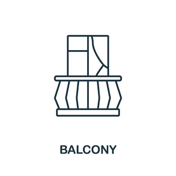 Icona del balcone. Elemento di linea dalla collezione balcone. Icona lineare del balcone per web design, infografiche e altro ancora. — Vettoriale Stock