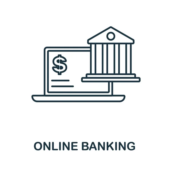 Online Banking icoon. Lijnelement van het verzamelen van banktransacties. Lineair pictogram voor online bankieren voor webdesign, infographics en meer. — Stockvector
