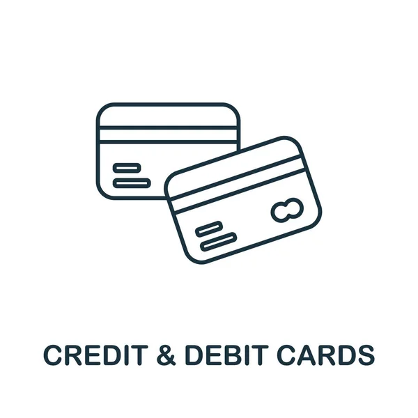 Icona Carte di Credito. Elemento di linea dalla raccolta delle operazioni bancarie. Carte di credito lineari icona segno per il web design, infografiche e altro ancora. — Vettoriale Stock