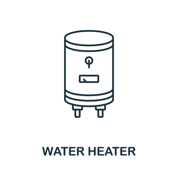 Vízmelegítő ikon. Sorelem a fürdőszobai kollekcióból. Lineáris vízmelegítő ikon jel web design, infografika és így tovább. — Stock Vector