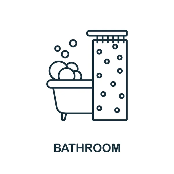 浴室のアイコン。浴室のコレクションからライン要素。ウェブデザイン、インフォグラフィックなどのための線形バスルームのアイコンのサイン. — ストックベクタ