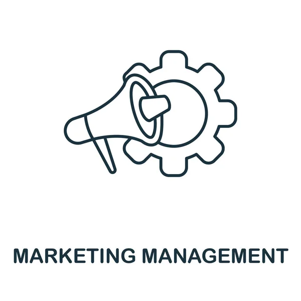 마케팅 매니지먼트 아이콘. 회사 경영 부에서 나온 라인 요소. Linear Marketing Management icon sign for web design, infographics and more. — 스톡 벡터