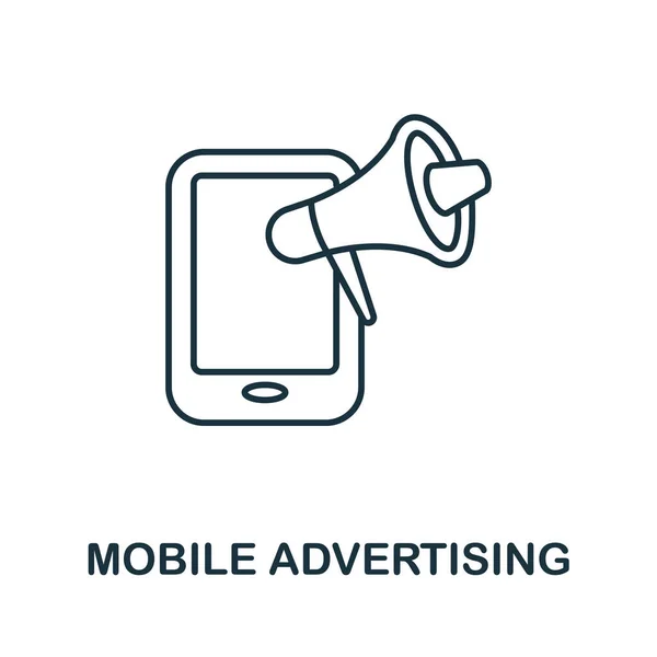 Mobile Advertising icon. Line element from content marketing collection. Linear Mobile Advertising icon sign for web design, infographics and more. — 图库矢量图片