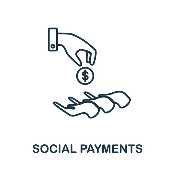 Social Payments icon. Line element from crisis collection. Linear Social Payments icon sign for web design, infographics and more. — Vettoriale Stock