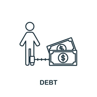 Debt icon. Line element from crisis collection. Linear Debt icon sign for web design, infographics and more.