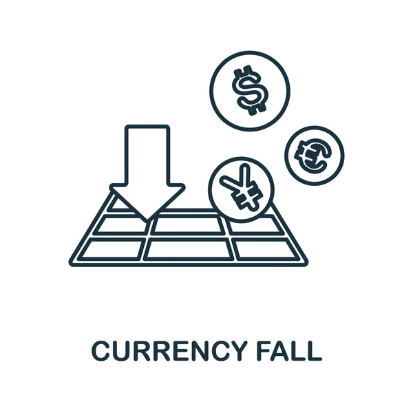 Currency Fall icon. Line element from crisis collection. Linear Currency Fall icon sign for web design, infographics and more. — Archivo Imágenes Vectoriales