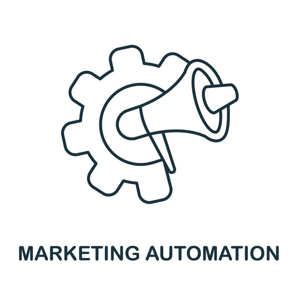 Піктограма автоматизації маркетингу. Лінійний елемент з колекції відносин з клієнтами. Піктограма автоматизації лінійного маркетингу для веб-дизайну, інфографіки тощо . — стоковий вектор