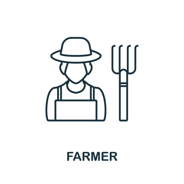 Ikona farmáře. Čárový prvek z farmářské sbírky. Lineární ikona Farmer znak pro web design, infographics a další. — Stockový vektor