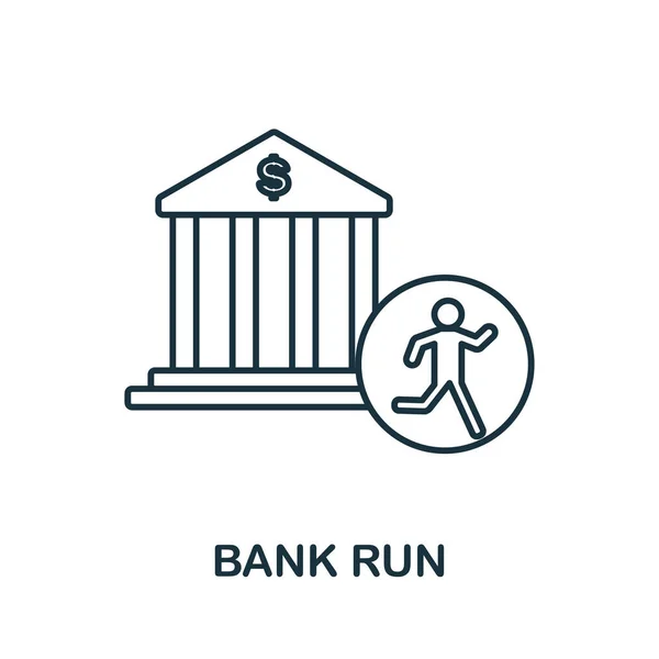 Icona Bank Run. Elemento di linea della raccolta delle crisi economiche. Linear Bank Run icona segno per il web design, infografica e altro ancora. — Vettoriale Stock