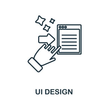 Ui Tasarım simgesi. Grafik tasarım koleksiyonundan satır ögesi. Web tasarımı, bilgi grafikleri ve daha fazlası için doğrusal Ui Tasarım simgesi işareti.