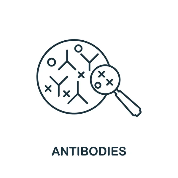 Ícone de anticorpos. Elemento de linha da coleção de bioengenharia. Ícone de anticorpos lineares sinal para web design, infográficos e muito mais. —  Vetores de Stock