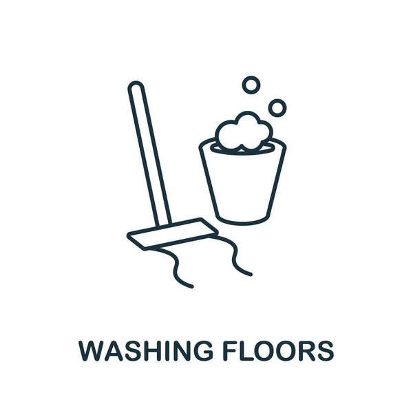 床のアイコンを洗う.クリーニングコレクションからのライン要素。ウェブデザイン、インフォグラフィックなどの線形洗濯床のアイコンのサイン. — ストックベクタ