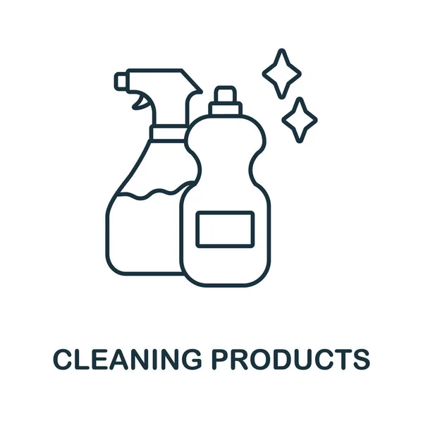 Icono de productos de limpieza. Elemento de línea de la colección de limpieza. Signo de icono de productos de limpieza lineal para diseño web, infografías y más. — Vector de stock