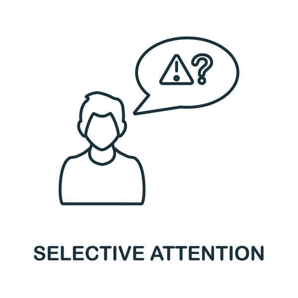 Ikonen för selektiv uppmärksamhet. Linjeelement från insamling av kognitiva färdigheter. Linjär Selektiv Uppmärksamhet ikon tecken för webbdesign, infographics och mer. — Stock vektor