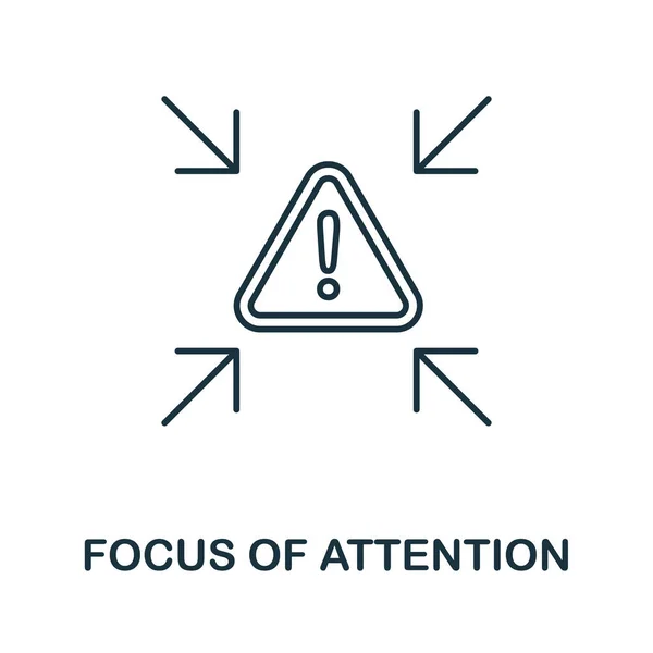 Fokus på uppmärksamhetsikonen. Linjeelement från insamling av kognitiva färdigheter. Linjär Focus Of Attention ikon tecken för webbdesign, infografik och mer. — Stock vektor