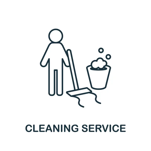 Icono de servicio de limpieza. Elemento de línea de la colección de limpieza. Signo de icono del servicio de limpieza lineal para diseño web, infografías y más. Ilustraciones de stock libres de derechos