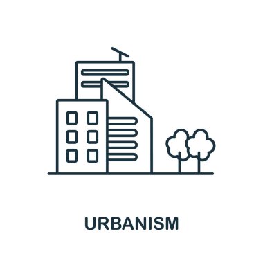 Kentsel ikon. Grafik tasarım koleksiyonundan satır ögesi. Web tasarımı, bilgi grafikleri ve daha fazlası için doğrusal Urbanism simgesi işareti.