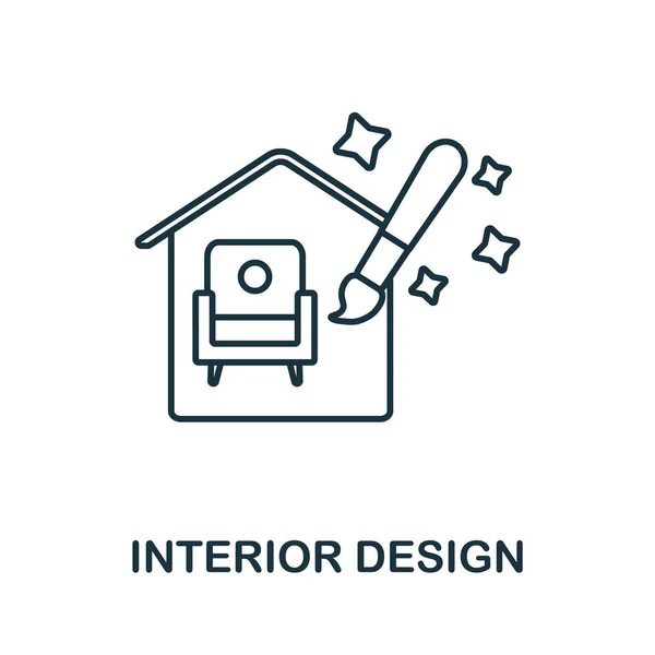 Icona dell'Interior Design. Elemento di linea della collezione di grafica. Icona Linear Interior Design per web design, infografiche e altro ancora. — Vettoriale Stock