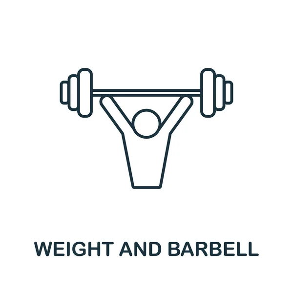 Weight And Barbell icon. Line element from gym collection. Linear Weight And Barbell icon sign for web design, infographics and more. — Stock Vector